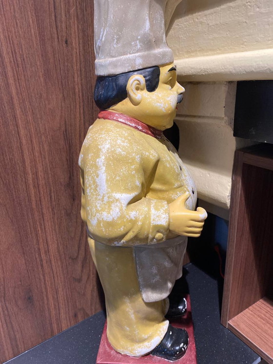 Imposing Polychrome Bisque Chef Statue – Tall Toque and Apron – Bistro Decor – Decorative Objects (photo 4 of 5)