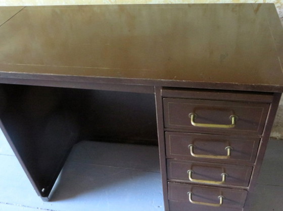 Image 1 of Piccola scrivania in metallo con ribalta di Roneo, Francia anni '20