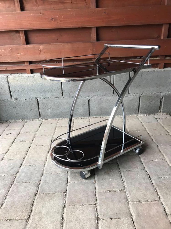 Italian Glass and Chrome Trolley, 1970s – Bar carts (photo 2 of 9)