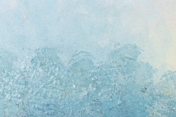 Large Original Framed Blue Abstract Landscape Painting, Textured Acrylic Canvas - The Crossing (photo 11 of 25)
