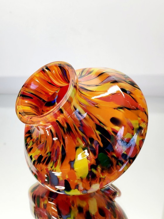 Image 1 of Art Deco spatter vaas, kralik glas, Tsjechië