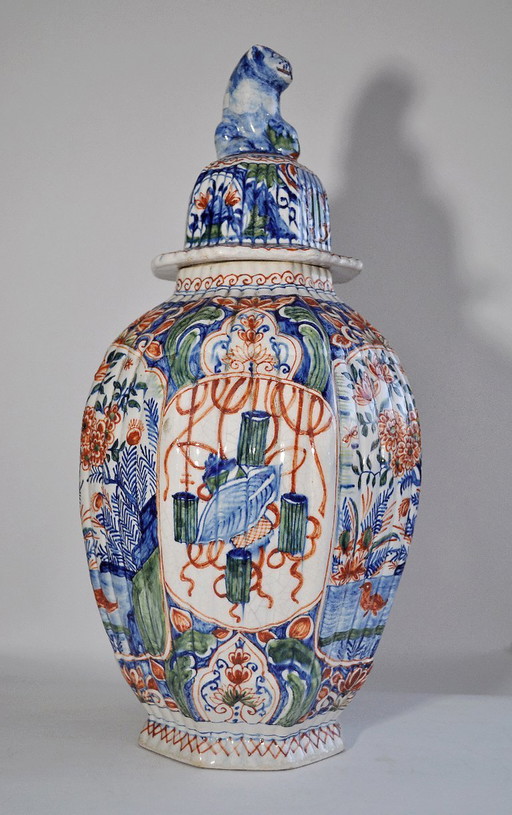 Covered polychrome Delftware pot - SANSON 18th century (ref 2861) - 19th century