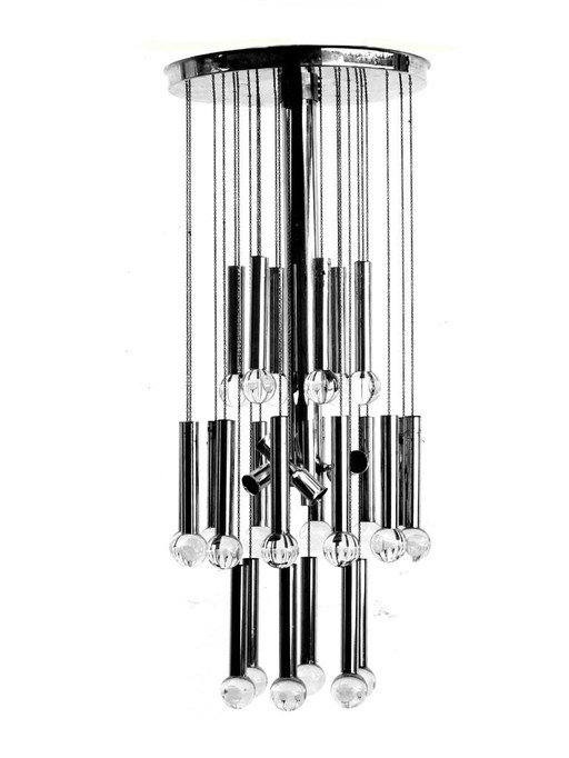 Sciolari Italia lampada da soffitto sfera di cristallo design space age anni '70 modernismo