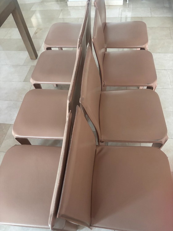 Image 1 of Tavolo in rovere 220x100 con 8 sedie in pelle di design Arper
