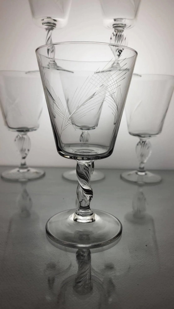 6 bicchieri di cristallo acqua/vino anni '60 (grano) – Bicchieri e caraffe, Crystal, Glass, Vintage (photo 2 of 6)