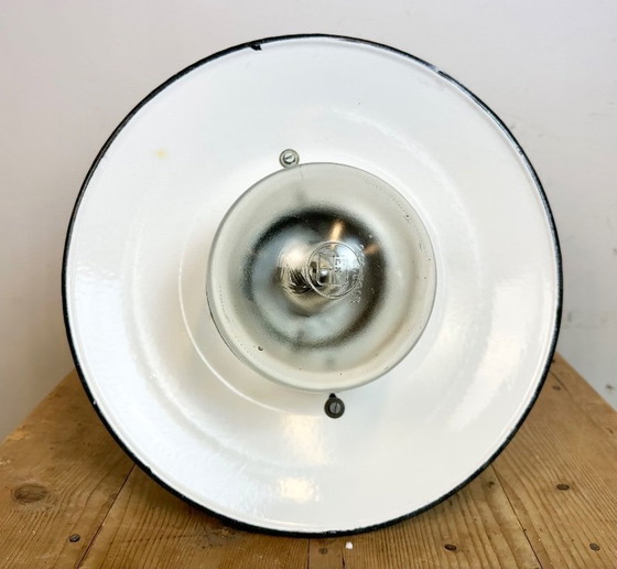 Image 1 of Grey Cast Aluminium Explosion Proof Lamp with Enameled Shade, 1970s