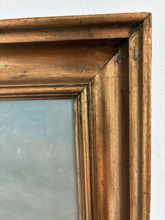 Image 1 of Peinture à l'huile originale vintage représentant une marine, signée, paysage côtier