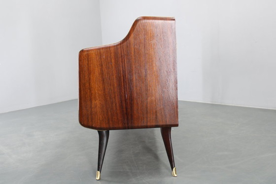 Image 1 of Buffet italien organique des années 1950 avec plateau en verre et 4 tiroirs