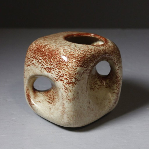 Roberto Rigon & Bertoncello Ceramiche - Durchbrochene Würfelvase Italien 1970er