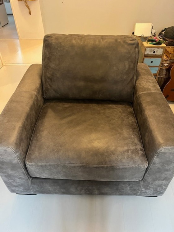 Image 1 of Sillón Loveseat Sillón Sofá Cuero Gris Materias Primas