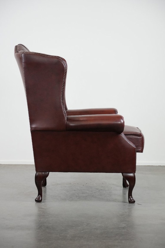 Image 1 of Classic and elegant English-style cowhide Chesterfield wing chair