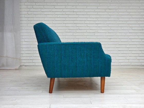Image 1 of 1970s, Danish 3-seater sofa, furniture wool, teak wood.