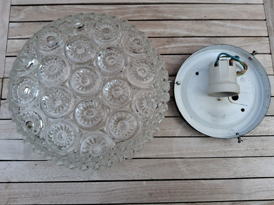 Image 1 of Massive 1970 "S" Flower glass ceiling lamp