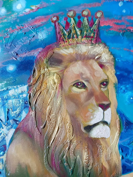 Pittura a olio originale Espressionismo astratto Astrologia Segno zodiacale Leone – Dipinti e disegni, Canvas (photo 7 of 8)