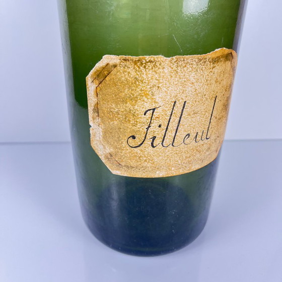 Image 1 of Große antike Apothekerflasche aus grünem geblasenem Glas