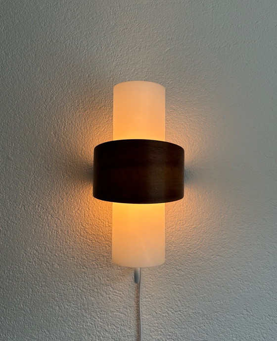 Applique vintage Philips Louis Kalff anni '60 – Vetro, Legno (photo 13 of 14)