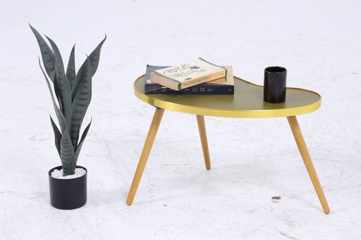 Vintage kidney-shaped table | Mid - Century flower table | side tables olive green 60s #07-33