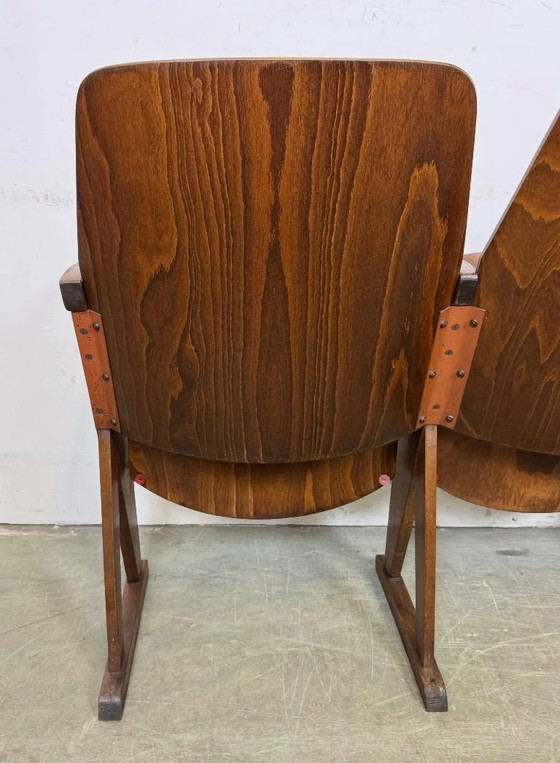 Image 1 of Vintage 3-zits bioscoopbank van Ton, jaren 60