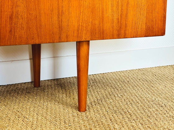 Image 1 of Scandinavian teak sideboard with 4 doors and tapered legs, 1960