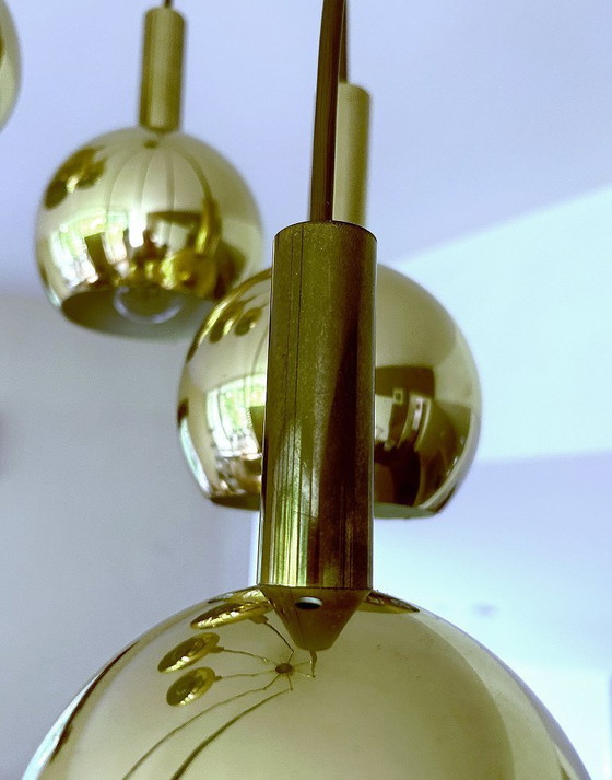 Image 1 of Lampada a sospensione vintage in ottone a cascata in stile spaziale