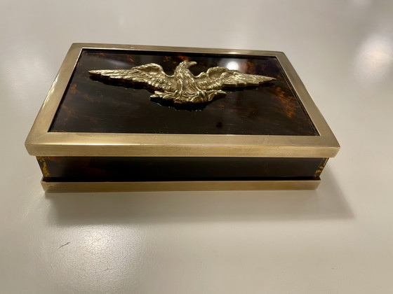 Image 1 of Lucite Schildpatt Messing Box Dior Frankreich 70er Jahre 