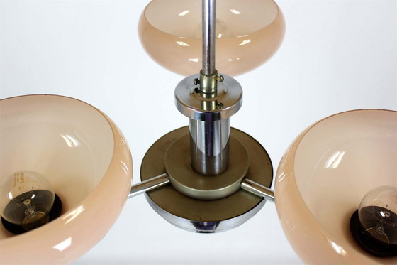 Image 1 of Lustre Art Déco Bauhaus chromé de Napako, ancienne Tchécoslovaquie, années 1940