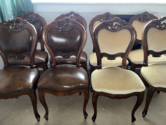 8 barocke Esszimmerstühle – Leder, Samt (photo 7 of 15)