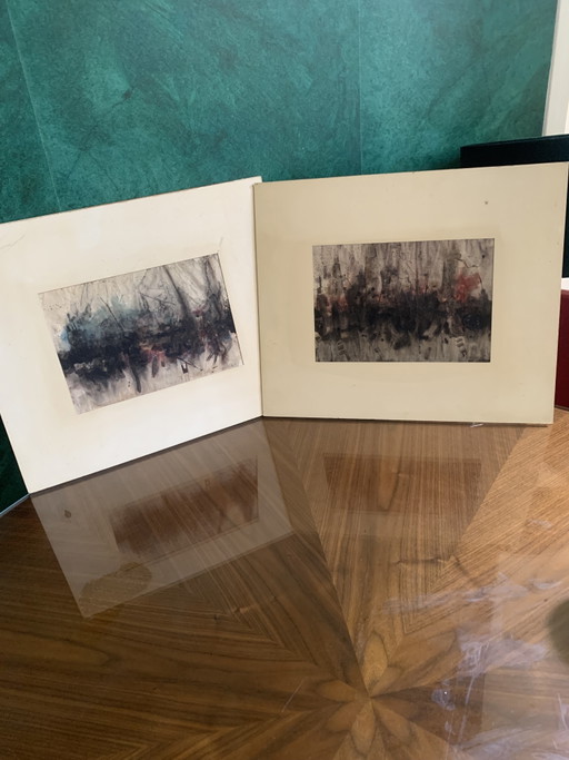 Slava Saveliev (1944-2013) Duo of Watercolours Provenance Studio - 90s. – schilderijen tekeningen, Paper (photo 2 of 27)