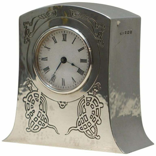 Orologio da carrozza in miniatura Liberty's London 1915 in argento sterling massiccio, stile Tudric Feel