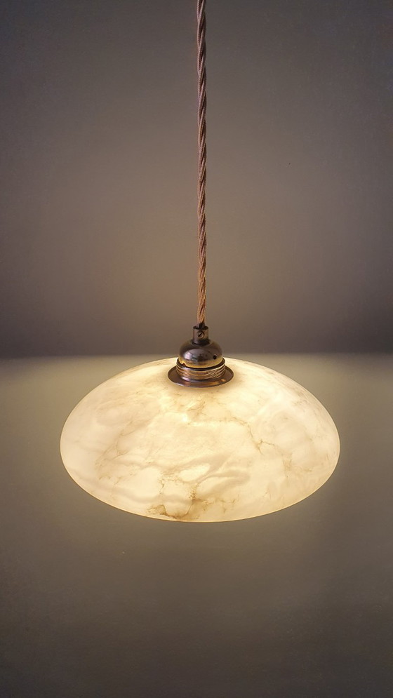 Lampada a sospensione vintage in alabastro - Art Déco - Metà secolo – Lampade a sospensione, Stone, Metal (photo 11 of 23)
