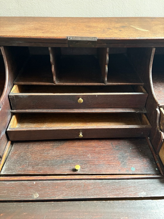 Antique secretary desk from Hippolytus Hospital Delft, Furniture, Wood, Brass, Brown (photo 4 of 6)