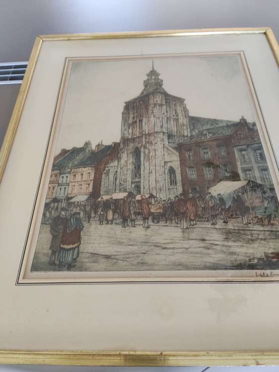 Image 1 of Han Jellinger Ets/ pentekening Boschstraat Maastricht 