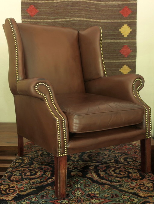 Vintage Wingback Club Chair in leer, 1970