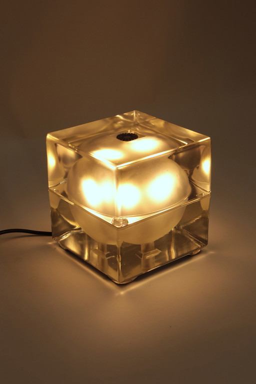 Alessandro Mendini "Cubosfera" Lampe de table Métal Crome Verre 1968 Italie