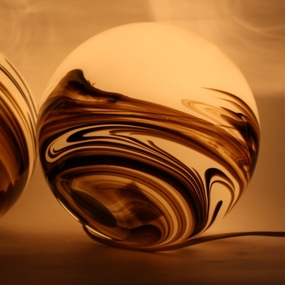 Image 1 of 2 lampes de table vintage en verre soufflé à la bouche par Brilliant