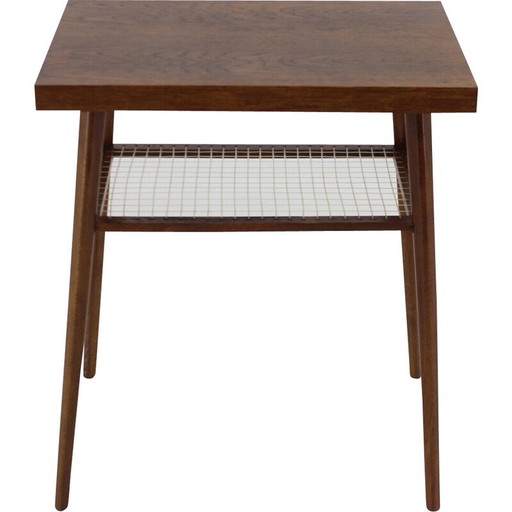 Vintage eikenhouten bijzettafel, Tsjecho-Slowakije 1960