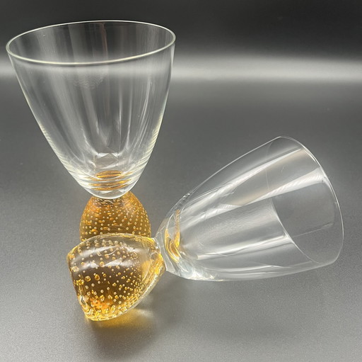 Vintage Italy Murano Wein Gläser 60er mit Blasendekor