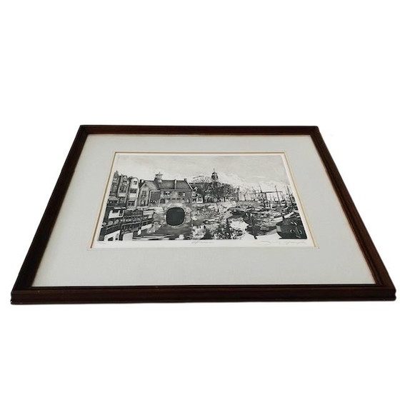 Image 1 of Jan van Rijsewijk ha firmato l'incisione "Porto di Delft" degli anni '60