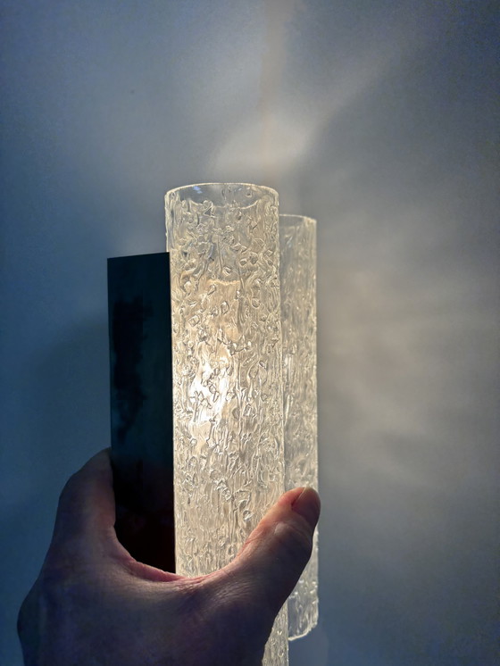 Image 1 of Juego de dos lámparas de pared con cristal de metal cromado, Doria Leuchten. Holanda, jaren 70