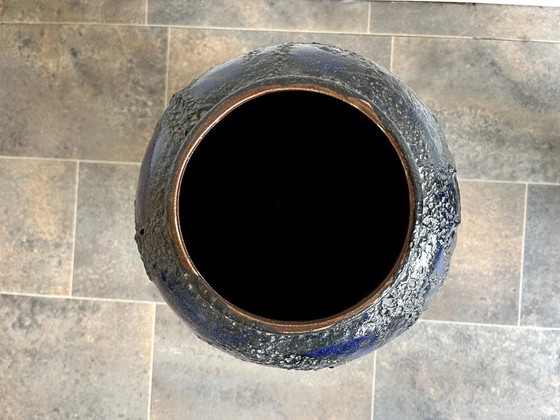 Image 1 of Alemania Occidental raro jarrón de lava grande con motivo de peces