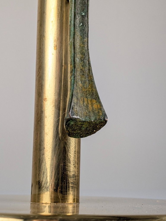 Monumental Valenti Fan Palm Bronze and Brass Table Lamp, 1970s (photo 15 of 20)