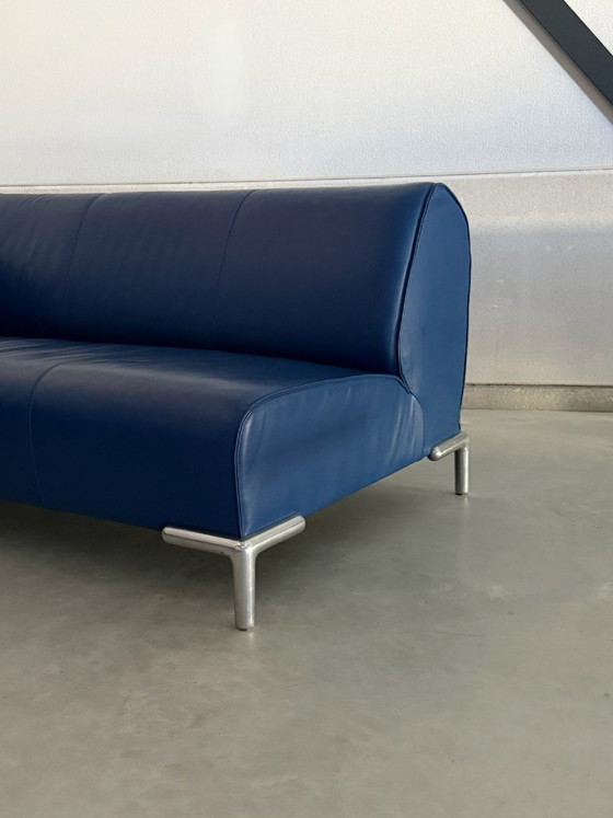 Bert Plantagie sofa and Chaise longue - blue leather, Metal, Modern (photo 9 of 15)