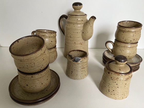 Image 1 of Service à café vintage complet en grès rocaille modèle "Japon"