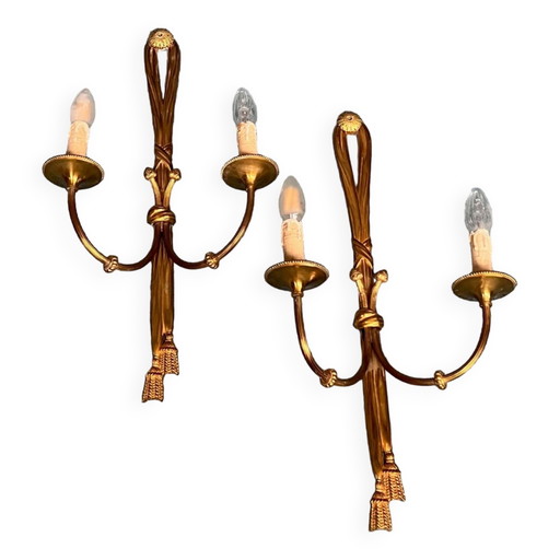 Paire d'appliques murales de style Louis XV. – wandlampen, Bronze