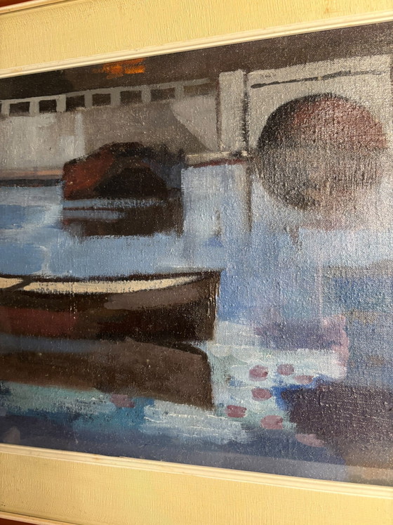 A. Rossi 1970s Oil Painting on Board, Boats, Paintings & Drawings (photo 7 of 8)
