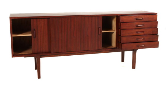Image 1 of Vintage Scandinavian sideboard with 5 drawers and sliding doors – Dk, 1990s
