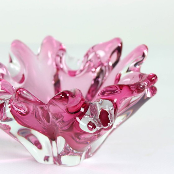 Image 1 of 1960s Pink Art Glass Bowl, Frantisek Zemek Czechoslovakia