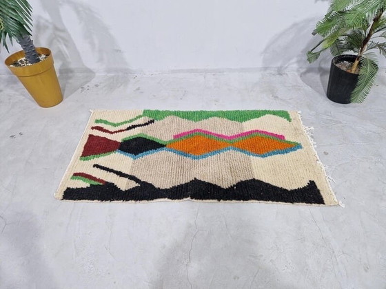 Image 1 of Handgeknüpfter marokkanischer Teppich aus reiner Wolle, 2/3 m