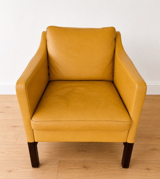 Vintage Danish Takashi Okamura & Erik Marquardsen Armchair in Light Cognac – Leather (photo 2 of 8)