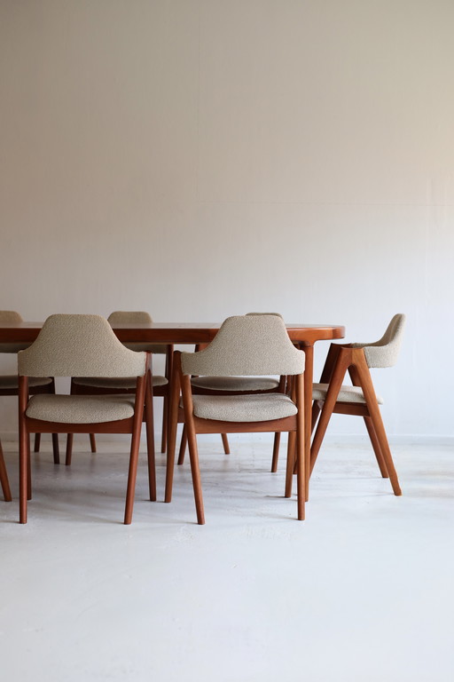 Set of 10 Compass dining chairs, Kai Kristiansen for SVA Møbler, Danish, 1960s